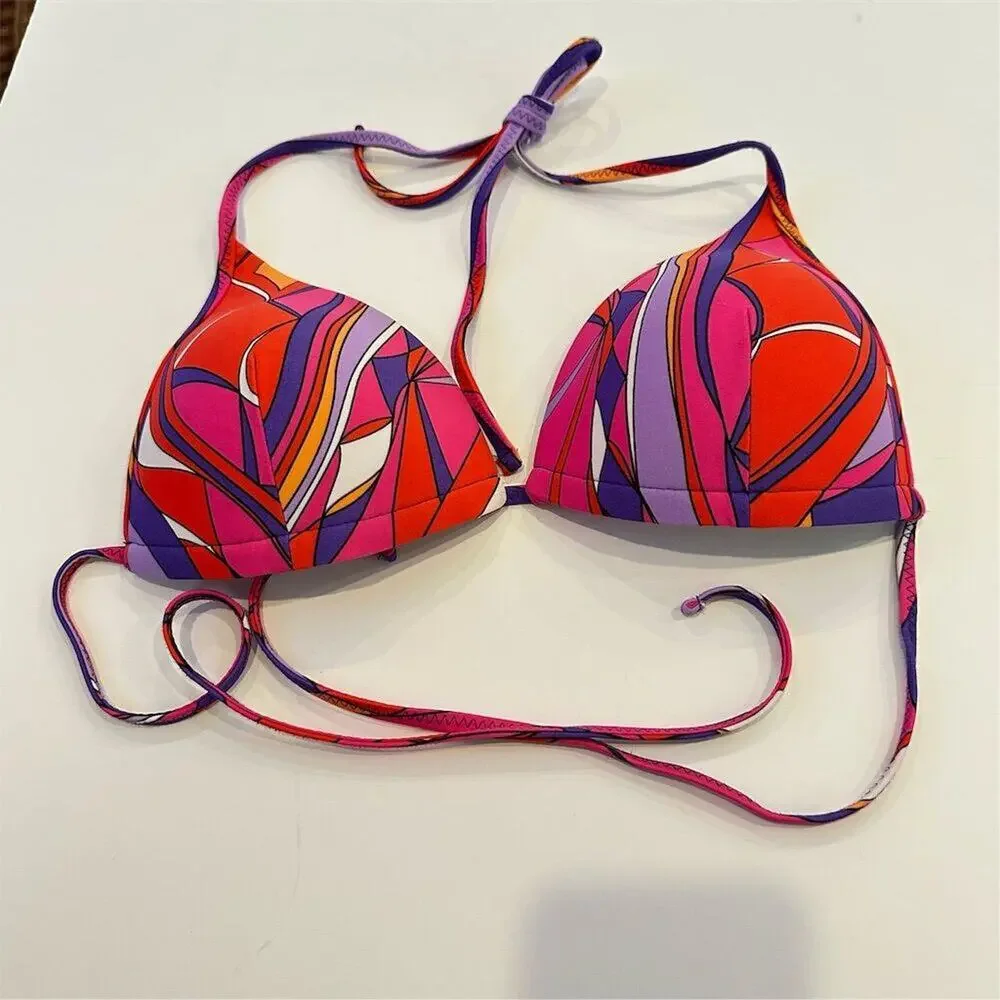 Calhoun Women's Multicolor Triangle Bikini Top‎ Size M Beach Swimwear